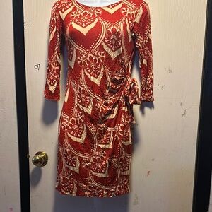 AA Studio Red Patterned Dress - Size 8 - Bohemian Chic, Festival Ready